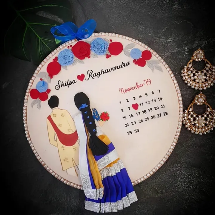 handmade customized wedding, engagement, birthday gift embroidery on Hoop